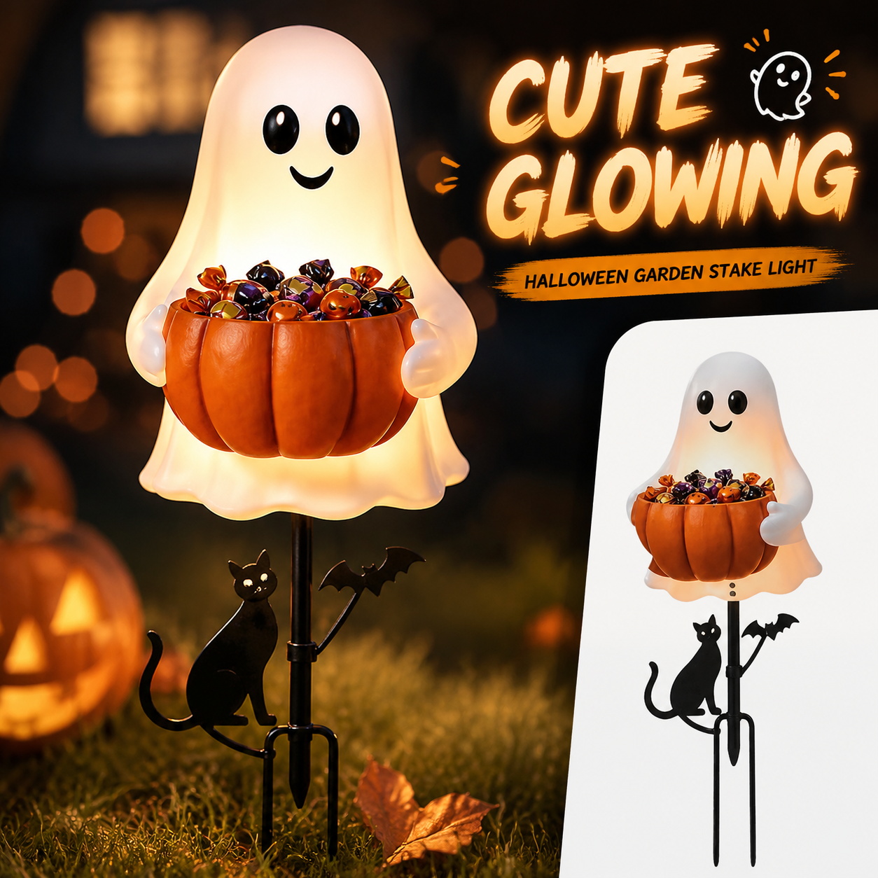 Outdoor Lighting Effects - Halloween-Geister-Bonbonhalter, dekorative LED-Lichter, Geister-Dekorationen für den