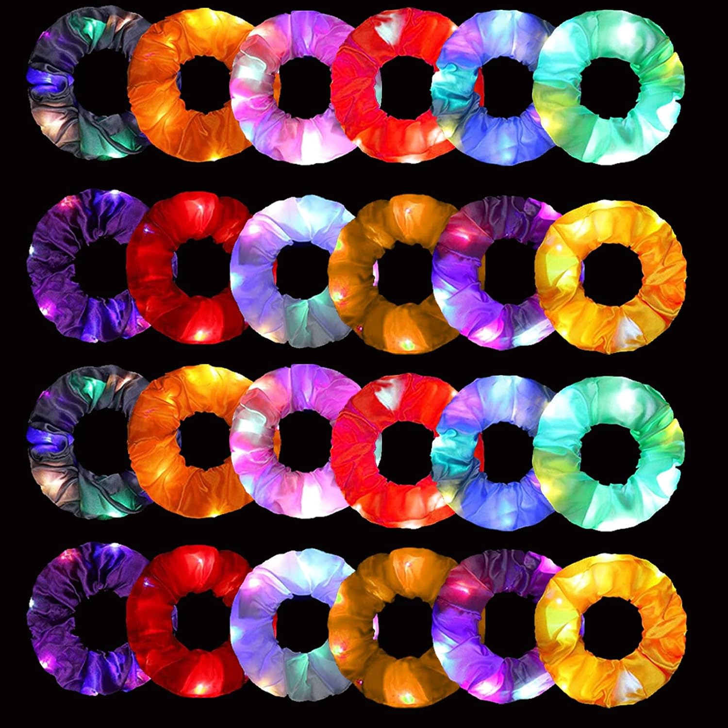 Outdoor Lighting Effects - 6 Stück LED-Scrunchies, Haarbänder, leuchtende Scrunchies,