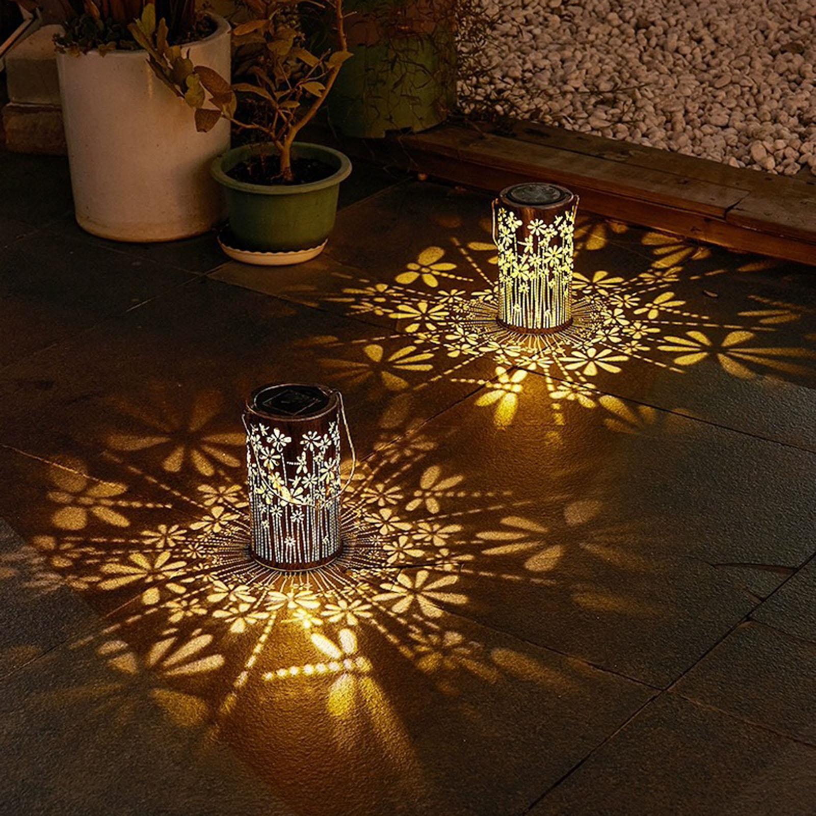 Outdoor Lighting And Landscape - Solarlaternen, bunte Metall-Blumenlampen, Solarleuchten für den